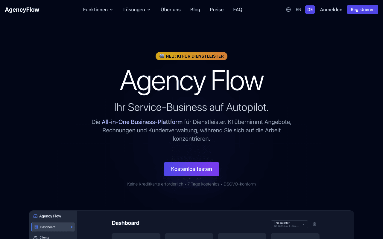 Screenshot von agencyflow.at